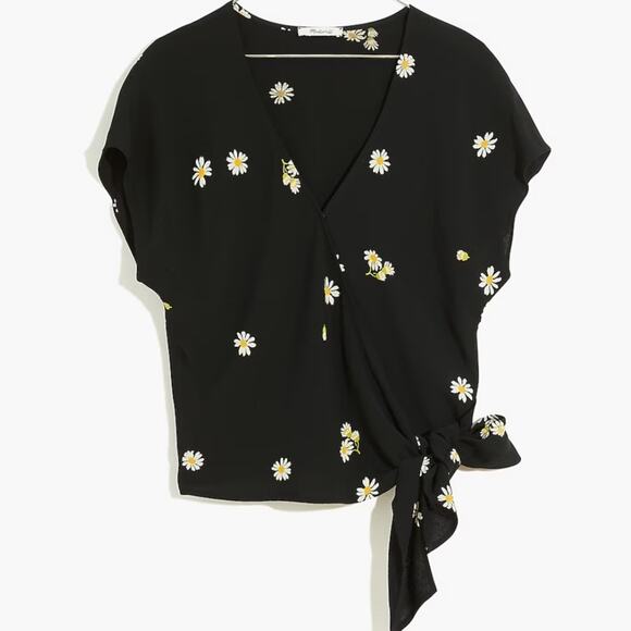 Madewell Sash-Tie Wrap Top in Lazy Daisies Size XXS - Picture 2 of 6